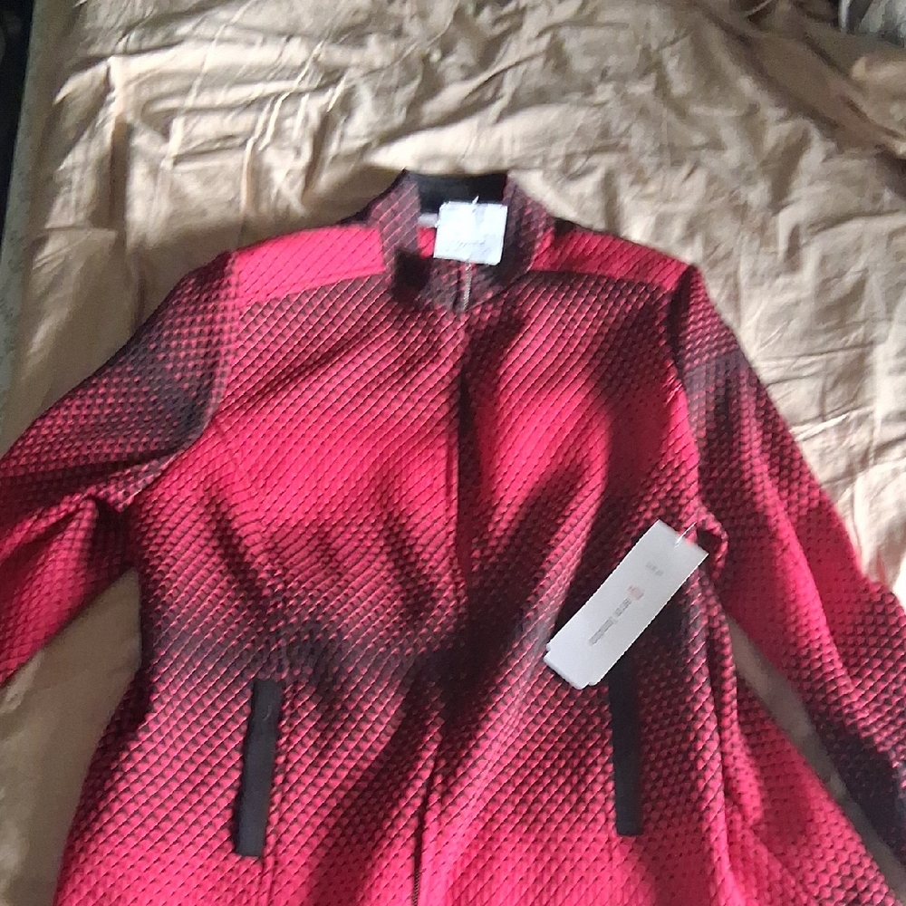 Erin London Red and Black Textured Blazer